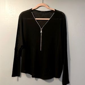 ✨VINTAGE✨ black knit sweater with silver zipper